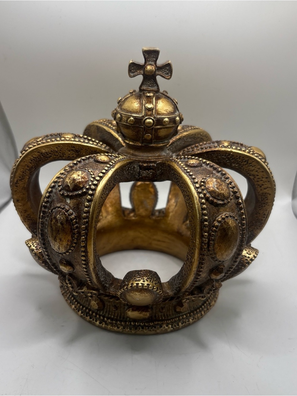 Antique Copper & Gold High Crown Sculpture Table Top Nursery Royal Room Decor